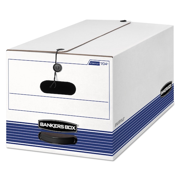 File Boxes, Cardboard, 12" W, 24.13" D, 10.25" H, Two Flaps Closure, White